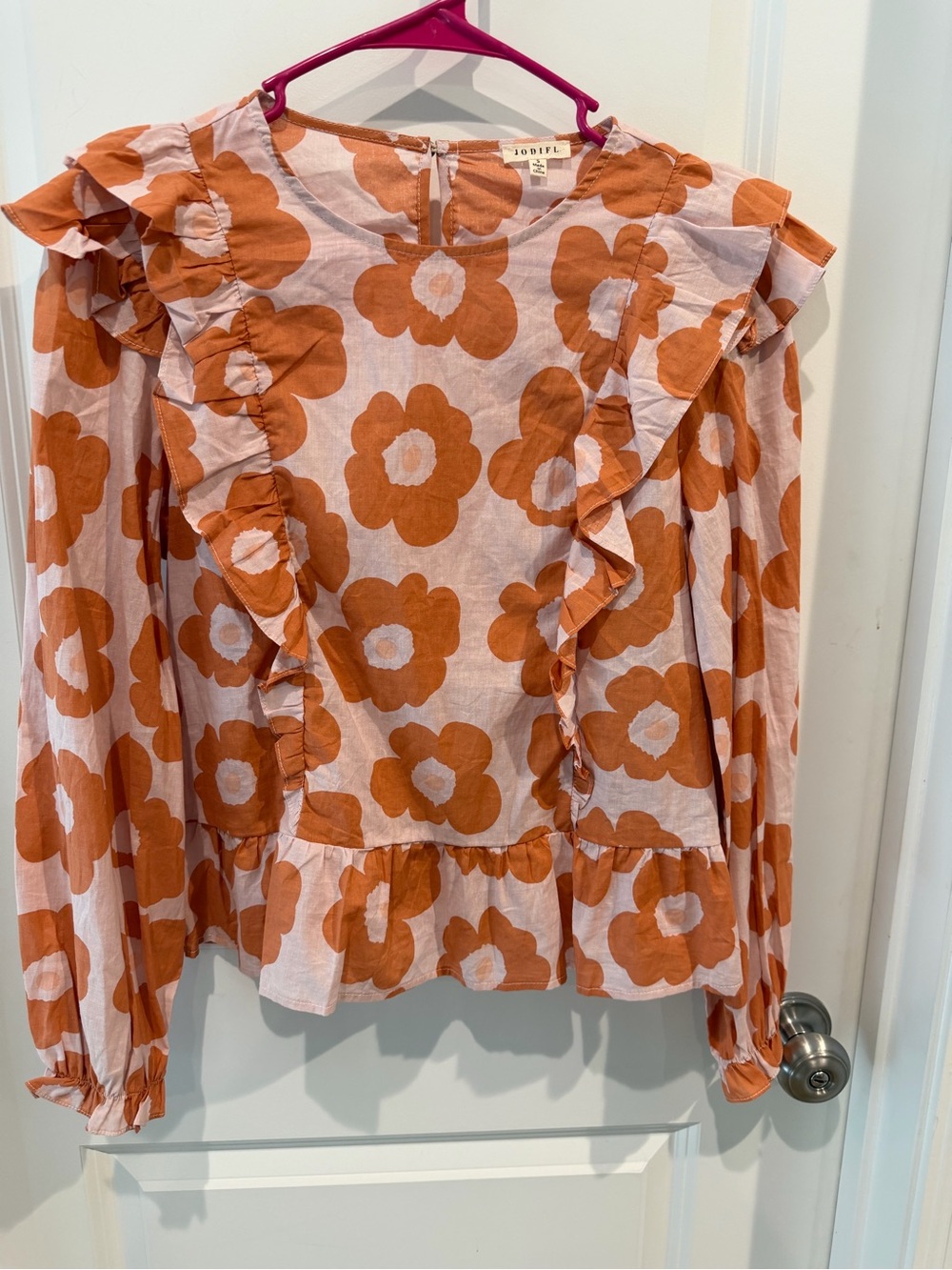 JODIFL Floral Ruffle Blouse Size Small